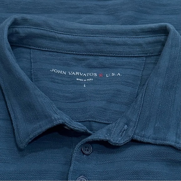 John Varvatos Textured Marine Blue Soft Knit Polo Men’s Size L - Picture 8 of 11